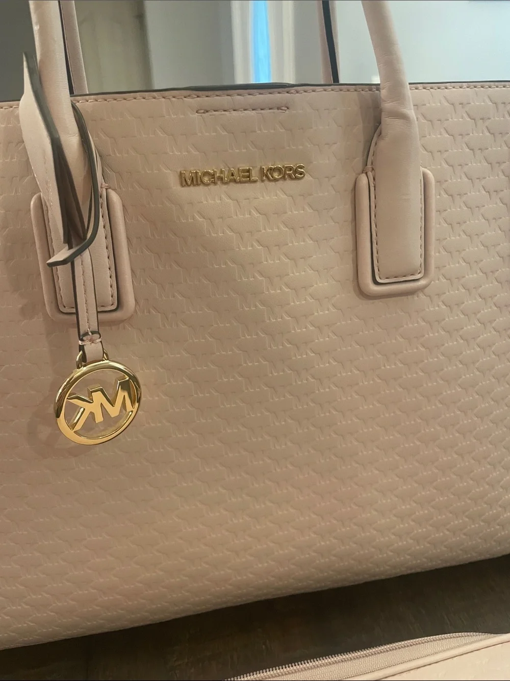 Michael Kors Blush Quilted Tote with Matching Pouch and Strap